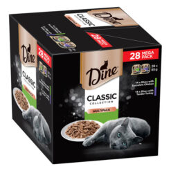 Dine Classic Collection Multipack Slices With Succulent Chicken + Slices With Tender Turkey Wet Cat Food 85gm 28 Pack