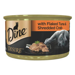 Dine Desire Adult Cat Wet Canned Food (Flaked Tuna And Shredded Crab) 85g X 24 1 Pack