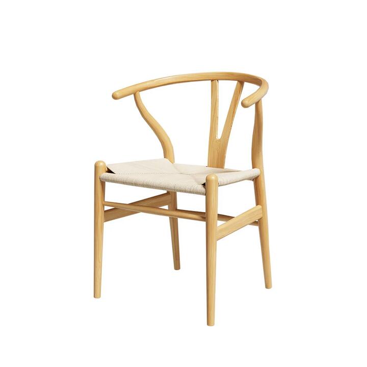 Artiss Dining Chair Wooden Rattan Seat Wishbone Back Dining Chair Wooden Rattan Seat Wishbone Back