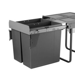 Domestique 68L Twin Slide Out Concealed Waste Bin - for a 600mm Cabinet - Bottom Mounted - Includes Optional Door Bracket