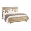 Double Size Wooden Bed Frame in Solid Wood Antique Design Light Brown