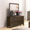 Dresser with 6 Storage Drawers in Solid Acacia & Veneer With Mirror in Chocolate Colour