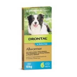Drontal Wormers Tabs For Dogs 10kg (Aqua) 100 Tablet