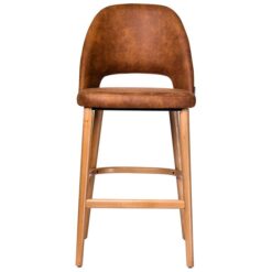 Durafurn Semifreddo Commercial Grade Fabric Bar Stool, Tan / Oak