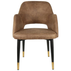 Durafurn Sorbet Commercial Grade Fabric Dining Armchair, Metal Leg, Mocha