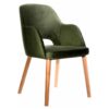 Durafurn Sorbet Commercial Grade Velvet Fabric Dining Armchair, Timber Leg, Avocado / Trojan Oak