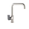 EEVA Round Kitchen Mixer Tap - Square Neck Swivel - Brushed Nickel with Matte Black