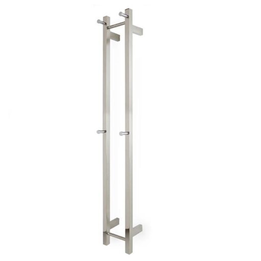 EZY FIT Heated Towel Rail - Double Vertical Square Tube - (200mm x H1400mm) - Brushed Nickel
