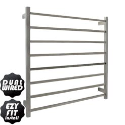 EZY FIT Heated Towel Rail - Square Tube - Dual Wired - (W900mm x H920mm) - Polished SS