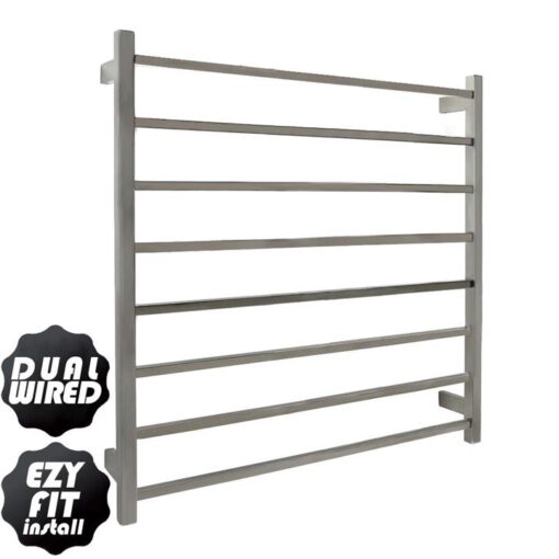 EZY FIT Heated Towel Rail - Square Tube - Dual Wired - (W900mm x H920mm) - Polished SS