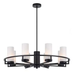 Eamon Iron & Glass Chandelier, Large, Black / Opal