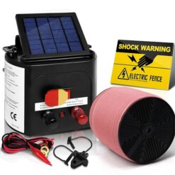 Electric Fence Energiser 3km Solar Powered Charger Set + 2000m Tape