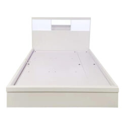 Elida Gas Lift Modern LED Nightlite Platform Bed with USB Charger & End Drawer, King, White
