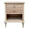 Emmerson II Oak Timber 2 Drawer Side Table, Lime Washed Oak
