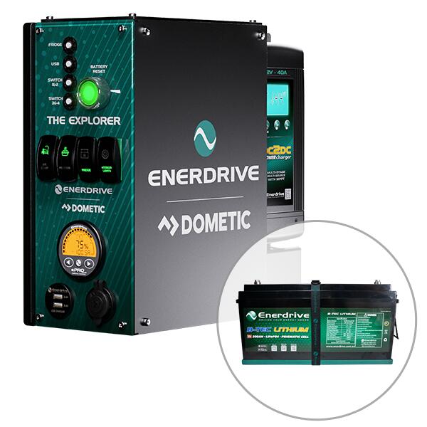 Enerdrive 4WD Canopy Explorer System with 200Ah B-TEC Ultra Lithium Battery, ePRO Plus Battery Monitor, Passengers Side Installation Enerdrive 4WD Canopy Explorer System with 200Ah Lithium Battery, ePRO Plus Battery Monitor, Passengers Side Installation