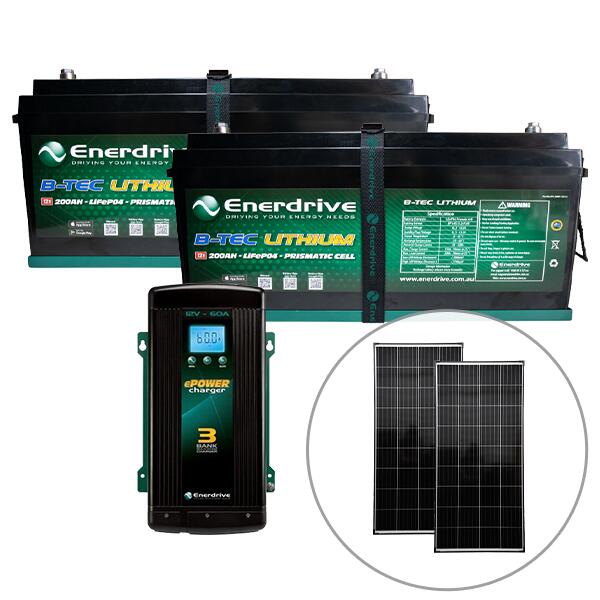 Enerdrive B-TEC Ultra 2 x 200Ah Lithium Bundle & 60A AC Charger Bundle Enerdrive B-TEC 2 x 200Ah Lithium Bundle & 60A AC Charger Bundle