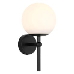 Eterna Metal & Glass Wall Light, 1 Light, Black / Opal