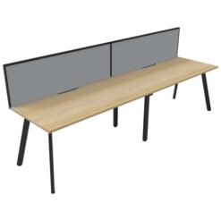 Eternity Office Desk with Screen, 2 Person, 360cm, Oak / Black