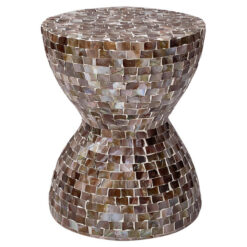 Etrielle Mother Of Pearl Inlaid Round Accent Stool / Side Table