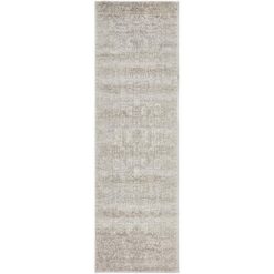 Evoke Frost Turkish Made Oriental Runner Rug, 400x80cm, Grey