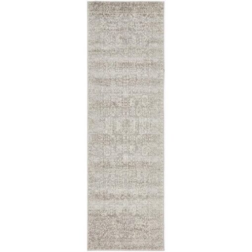 Evoke Frost Turkish Made Oriental Runner Rug, 400x80cm, Grey