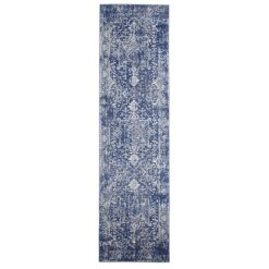 Evoke Muse Turkish Made Oriental Runner Rug, 300x80cm, Navy