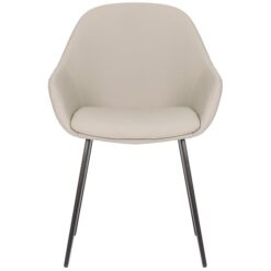 Fido Commercial Grade Faux Leather Dining Armchair, Light Grey