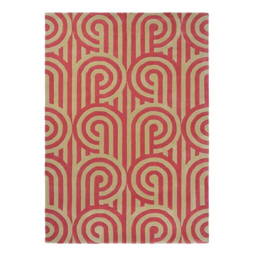Florence Broadhurst Turnabouts Hand Tufted Designer Wool Rug, 350x250cm, Claret