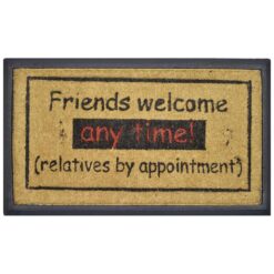 "Friends Welcome Anytime" Rubber Edged Coir Doormat, 70x40cm