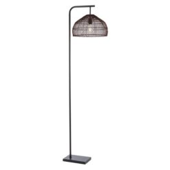 Frya Rattan & Iron Floor Lamp, Brown / Black