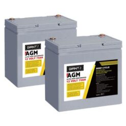Giantz 2 x 75Ah AGM Deep Cycle Battery