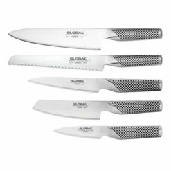 Global UKU 6 Piece Knife Block Set, Walnut