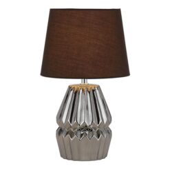 Greet Ceramic Base Table Lamp, Brown / Chrome