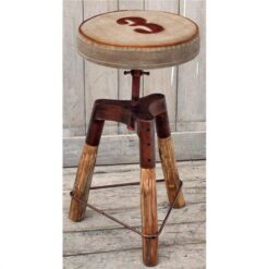 Hamilton Hand Crafted Iron & Timber Industrial Counter Stool with Canvas Seat