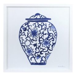 "Hamptons Ginger Jar Line Drawing" Framed Wall Art Print, No.2, 48cm