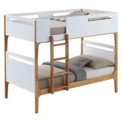 Hayes Wooden Bunk Bed, Single, White / Oak