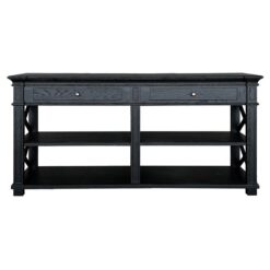 Heston Oak Timber Console Table, 160cm, Black Oak
