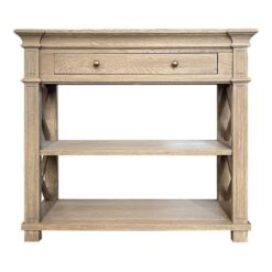 Heston Oak Timber Console Table, 90cm, Weathered Oak