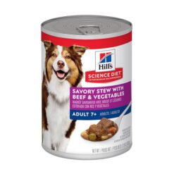 Hill's Science Diet Adult 7+ Savory Stew With Beef & Vegetables Wet Dog Food 363gm 12 Cans
