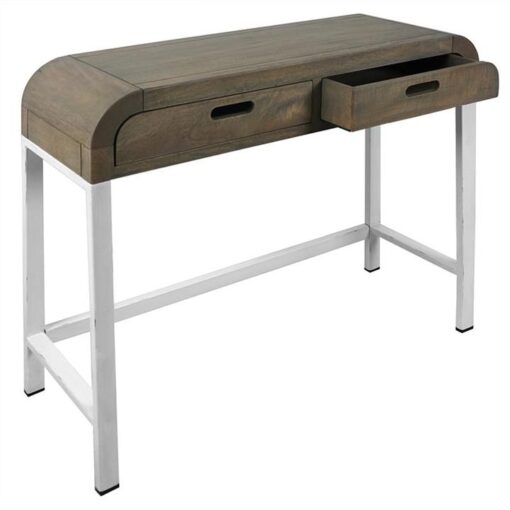 Hixton Solid Mango Wood Timber & Metal Console Table, White