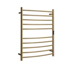 Hotwire Heated Towel Rail - Curved Round Bar (H900mmxW700mm) with Timer - Gold
