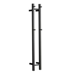 Hotwire - Heated Towel Rail - Double Vertical Square Bar (W180mm x H1200mm) - Matte Black