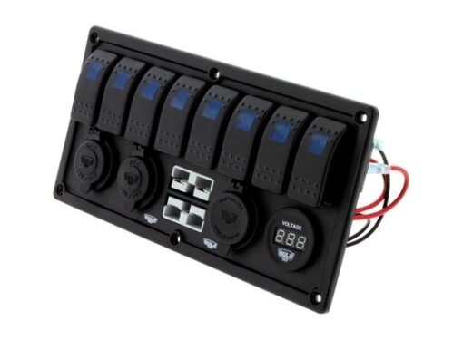 Hulk 4x4 8 Way Switch Panel with 50A Plugs ACC Power Socket, USB Socket & Voltmeter