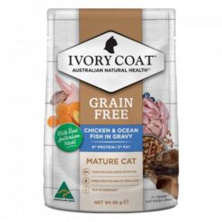 Ivory Coat Grain Free Mature Chicken & Ocean Fish In Gravy Wet Cat Food 85gm 12 Pouches