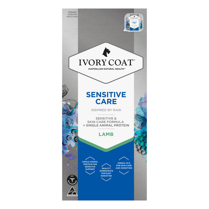 Ivory Coat Inspired By Raw Sensitive Care Lamb Wet Dog Food 100gm 9 Pack Ivory Coat Inspired By Raw Sensitive Care Lamb Wet Dog Food 100gm 9 Pack