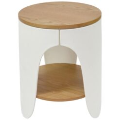 Jacca Round Side Table, Natural / White
