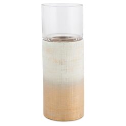 Janesen Ceramic & Glass Pillar Candle Holder, Large, Ocher