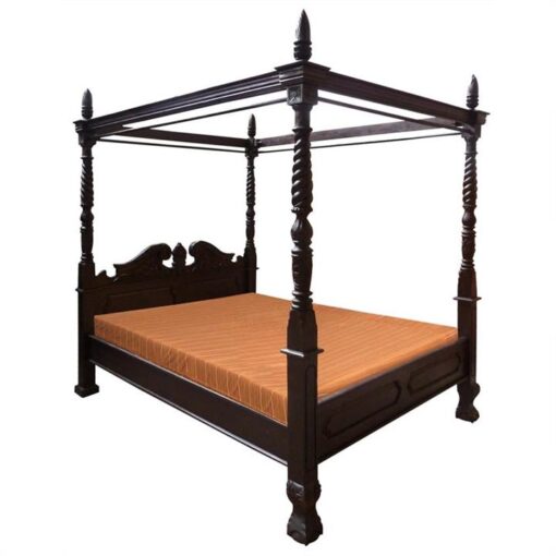 Jepara Mahogany Timber 4 Poster Bed, King, Chocolate