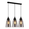 Jerez 3 Glass Pendant Lights - Linear Base - Matte Black/Smoked