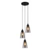 Jerez 3 Glass Pendant Lights - Round Base - Matte Black/Smoked